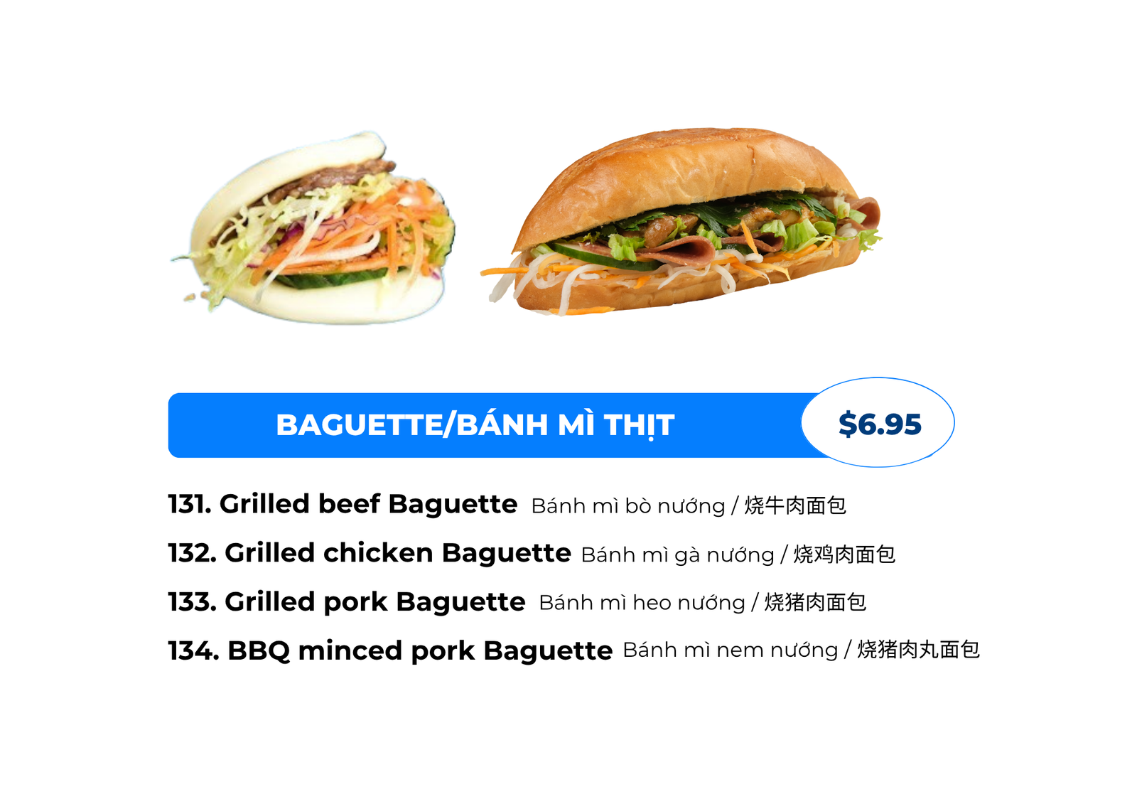 Bánh mì menu